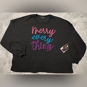 State of Mine Black Sparkle “Merry Every Thing” Sweatshirt/Size: XXL/ NWT